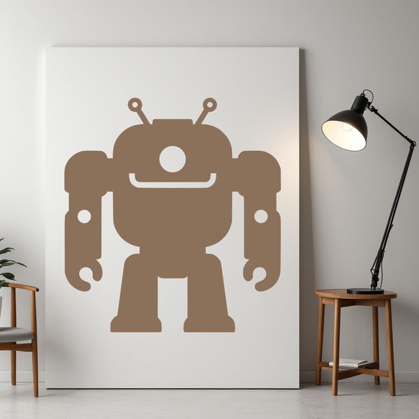 A stylized 3D robotic design for commercial or personal use in various applications.