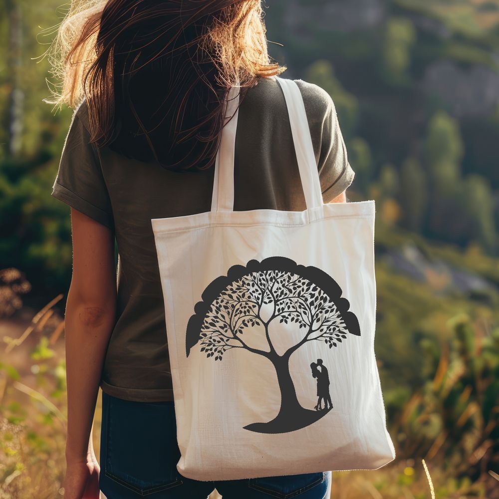 Interconnected Love Tree Illustration SVG illustration of a tree with intertwined branches and leaves, symbolizing love and connection.