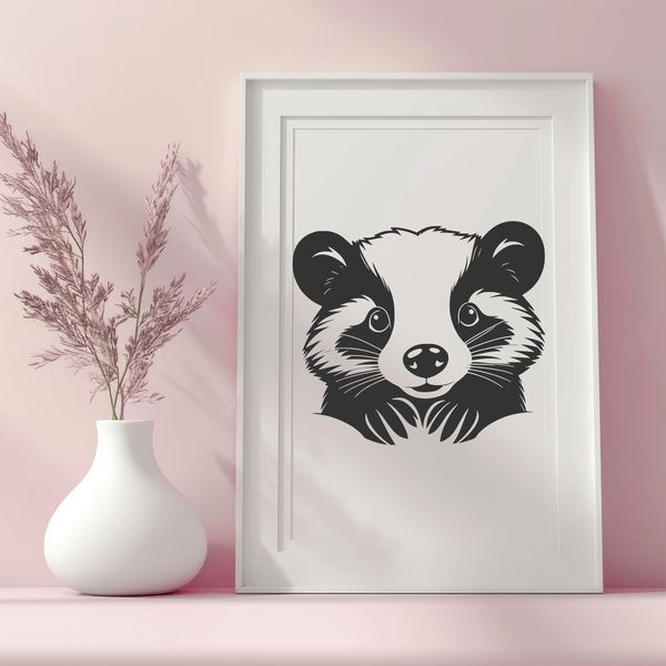 A vector illustration of a badger, a wild animal commonly found in woodland habitats.