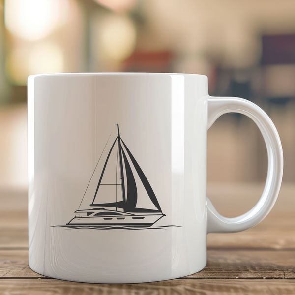 Simple Sailing Boat Vector Illustration A simple vector illustration of a sailing boat with clean lines, ideal for digital design projects.