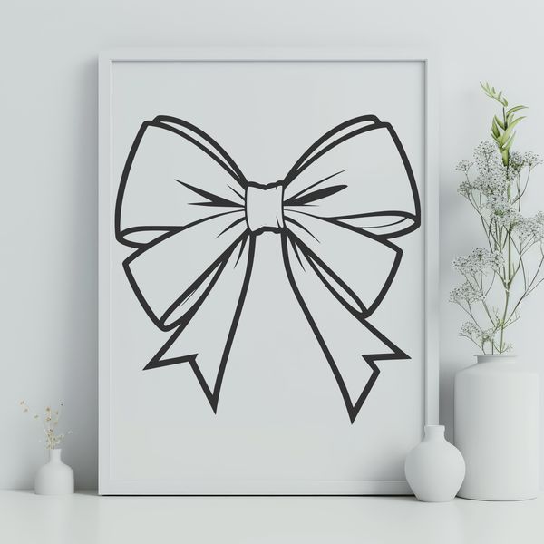 Beautiful Ribbon Bow Illustration A simple illustration of a ribbon-style bow with tied ends.
