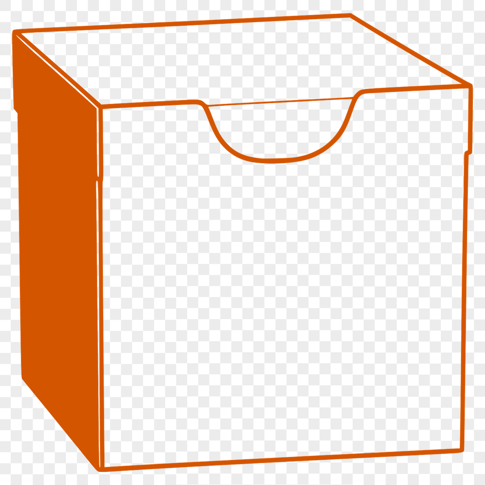 A simple illustration of a rectangular box with straight lines and sharp corners.