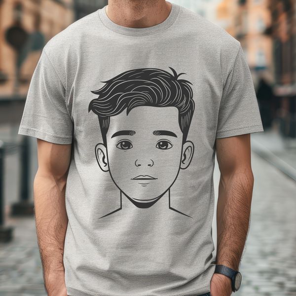 Simple Boy Portrait Vector graphic representation of a child's portrait in minimalist style.