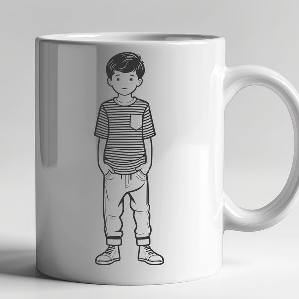 Free Clip Art Boy Image A young child standing in front of a blank background, illustrated as a vector graphic.