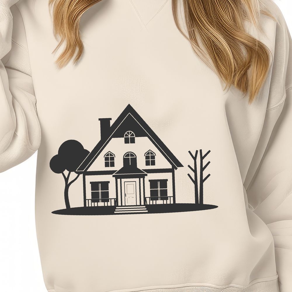 Beautiful Single-Family House SVG A simple illustration of a single-family house with a roof and doors.