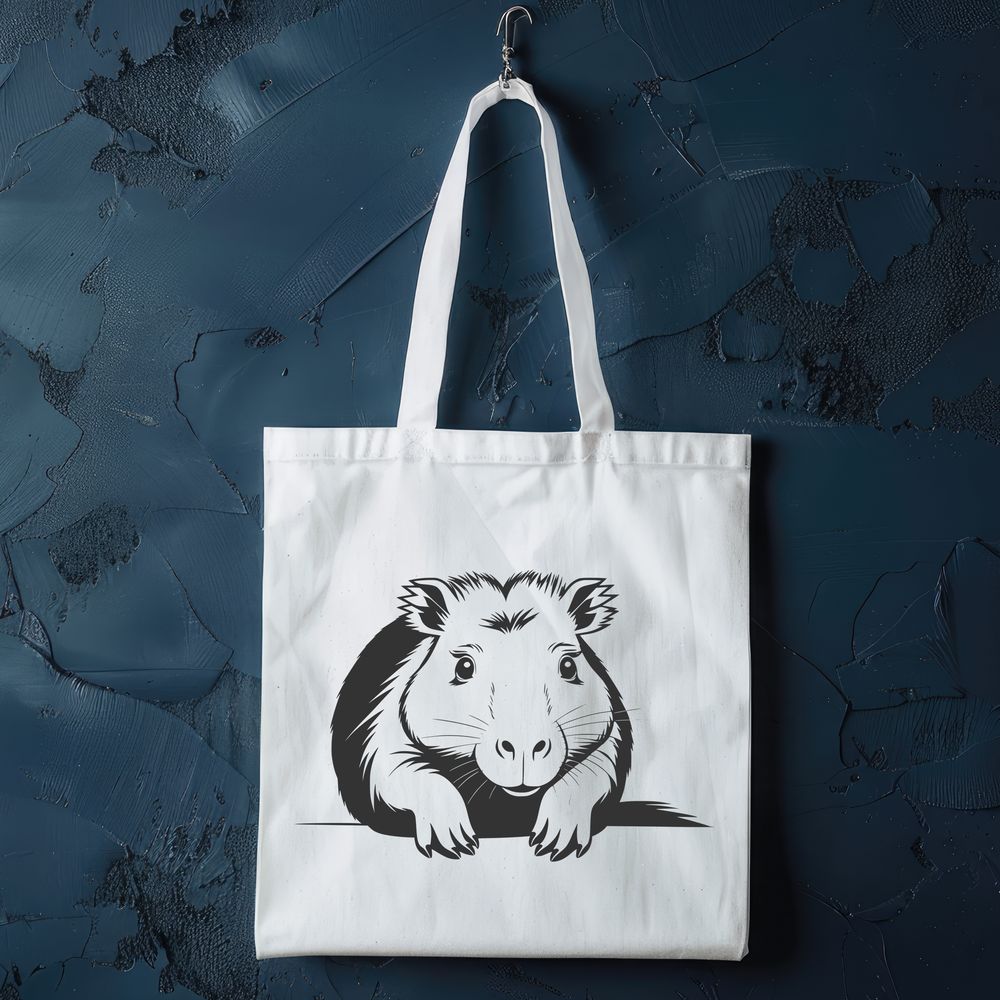 Capybara Stencil SVG Design A South American rodent, the capybara, peeking out from behind some foliage.