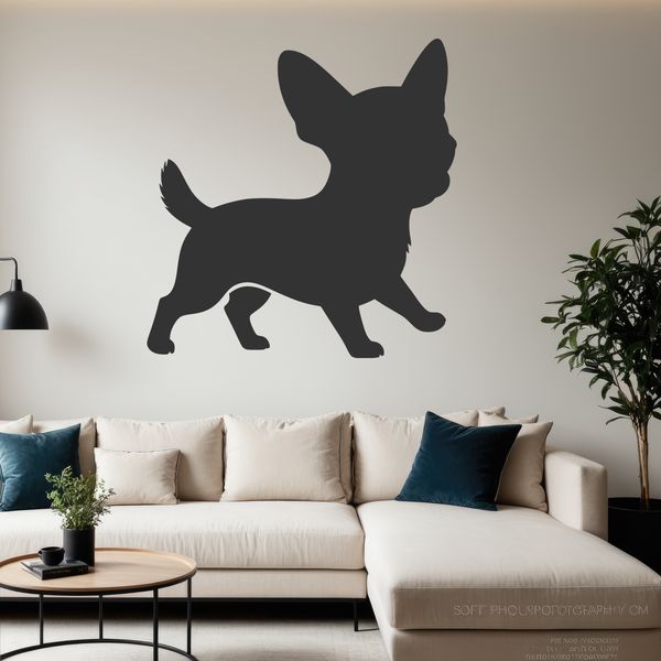 A small dog breed, the Chihuahua, illustrated in a simple outline style suitable for cutting machines or laser engraving.