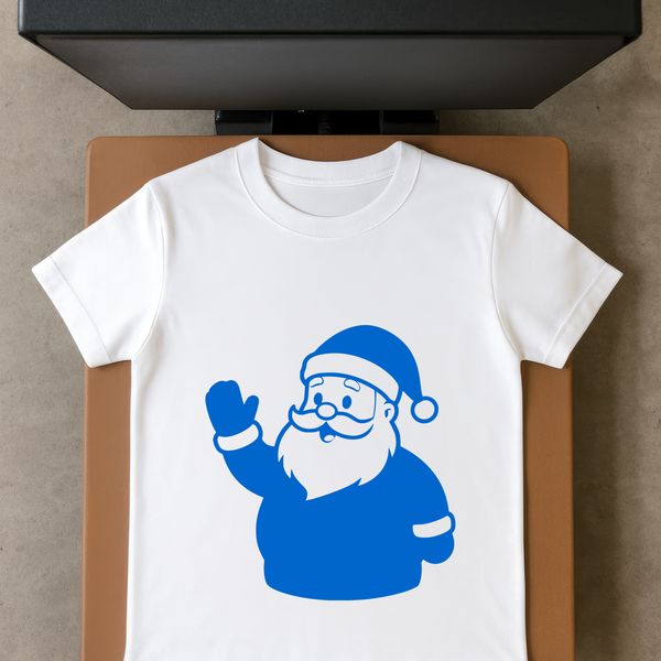 A stylized illustration of Santa Claus in traditional red suit and hat.