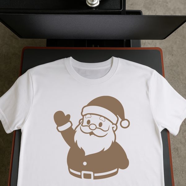 A vector illustration of Father Christmas in a classic red and white suit.