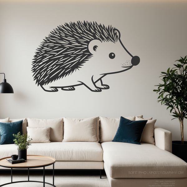 Hedgehog Illustration in Vector Format A digital rendering of a hedgehog in high-resolution SVG format, suitable for cutting machines and design projects.