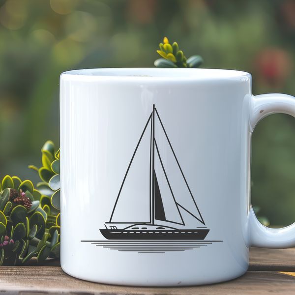 Sailboat Graphic Vector Illustration An SVG graphic of a sailboat with simple lines and shapes.