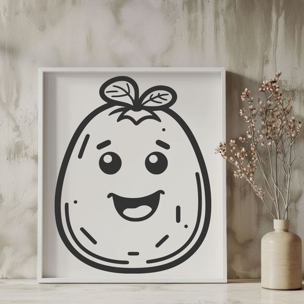 Simple Food Illustration A simple illustration of a potato, ideal for use in food-related designs.