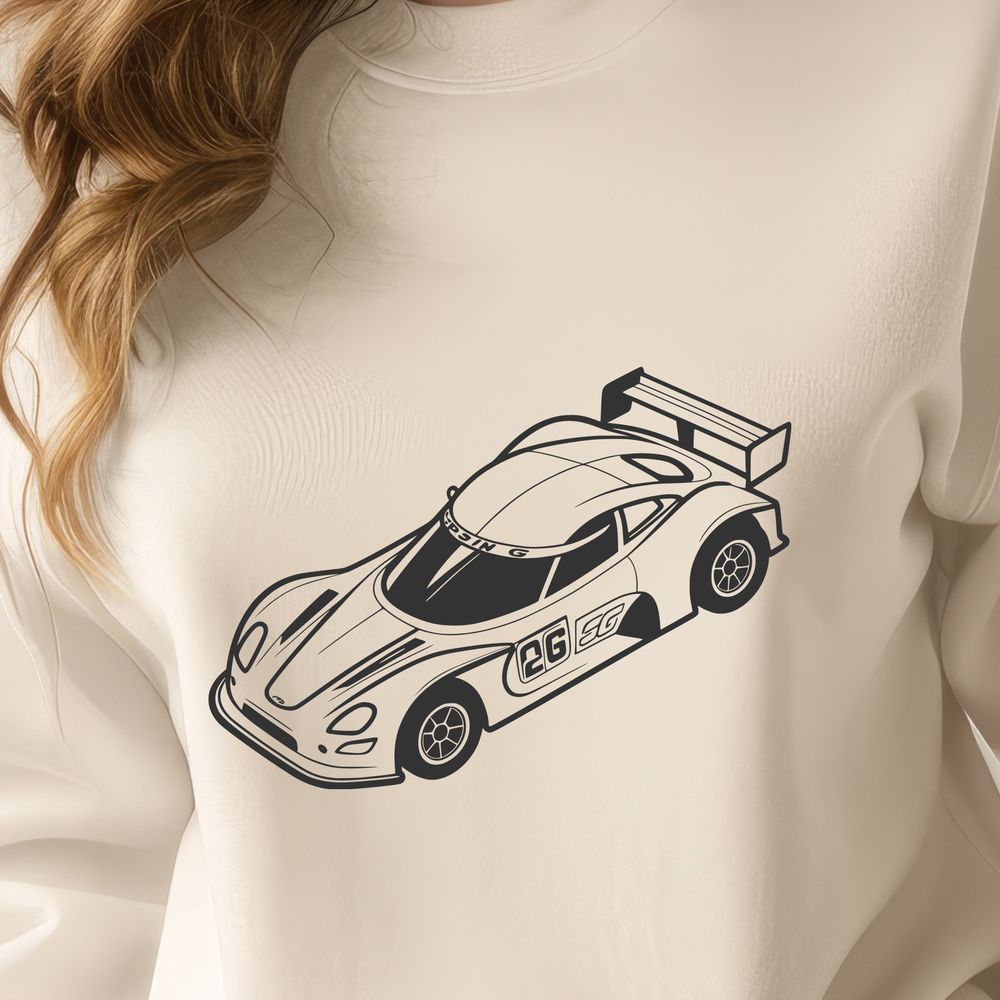 Beautiful Car Design SVG Graphics A sleek racing car illustration created in vector format, suitable for various design applications.