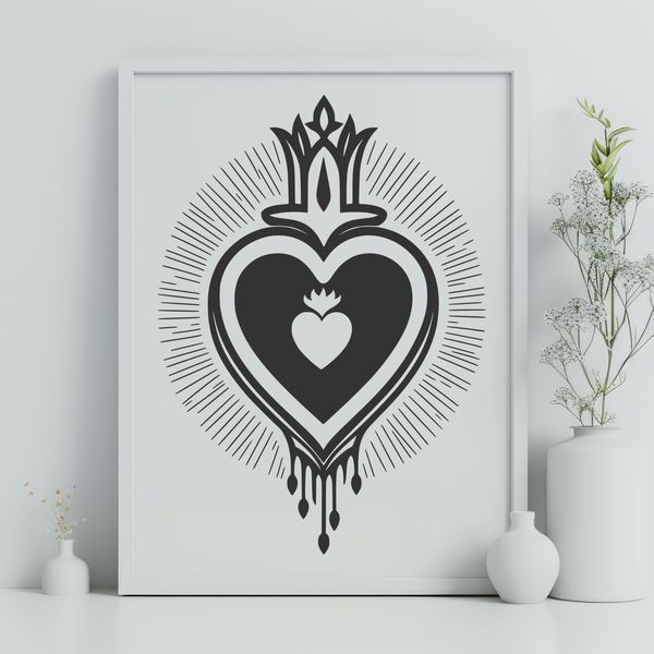 Sacred Heart Symbol SVG Icon Iconic representation of the Sacred Heart, a symbol rich in religious significance.