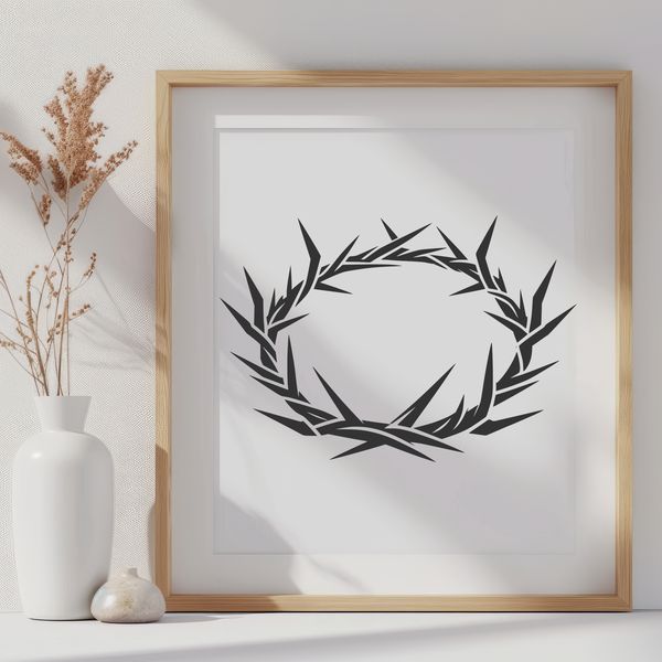 Stylized Crown of Thorns Illustration A stylized representation of the crown of thorns worn by Jesus Christ in Christian tradition.