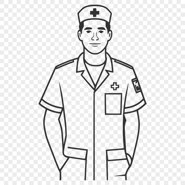 Professional Male Medical Figure Illustration Vector illustration of a male nurse in a medical profession setting.