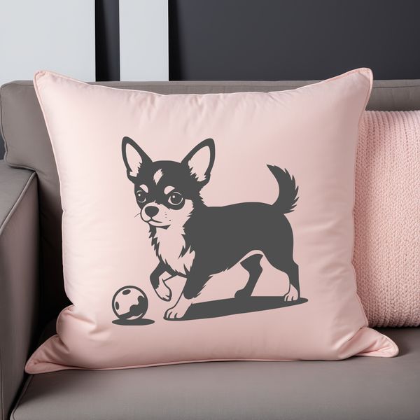 Illustrative vector art of a small dog breed, specifically a Chihuahua, suitable for digital cutting or engraving.