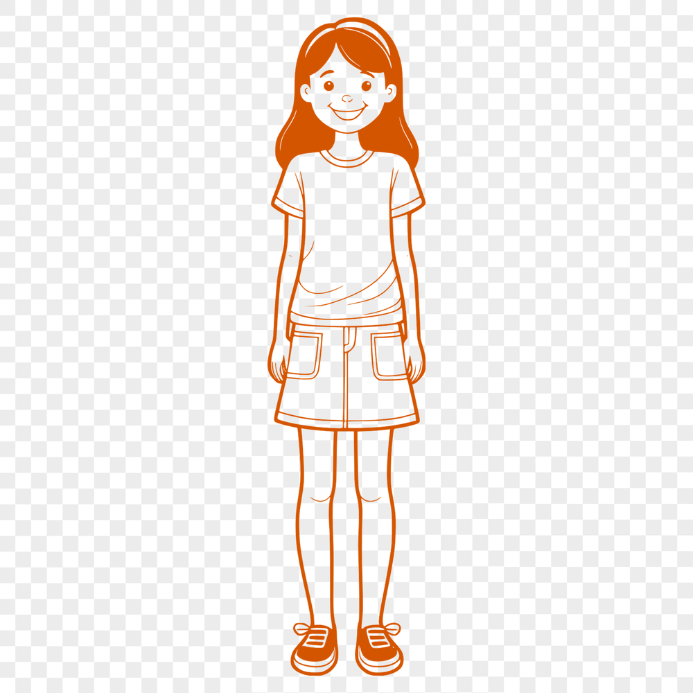 Colorful Girl Silhouette A young girl in a colorful outfit standing against a white background.