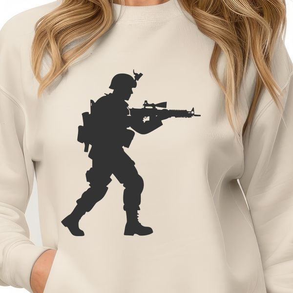 Military Uniform Clip Art A 2D representation of a soldier in a military uniform, suitable for vector art and digital cutting.