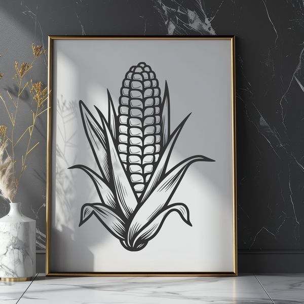 Free SVG Ear of Corn Design A stylized illustration of an ear of corn in vector format.