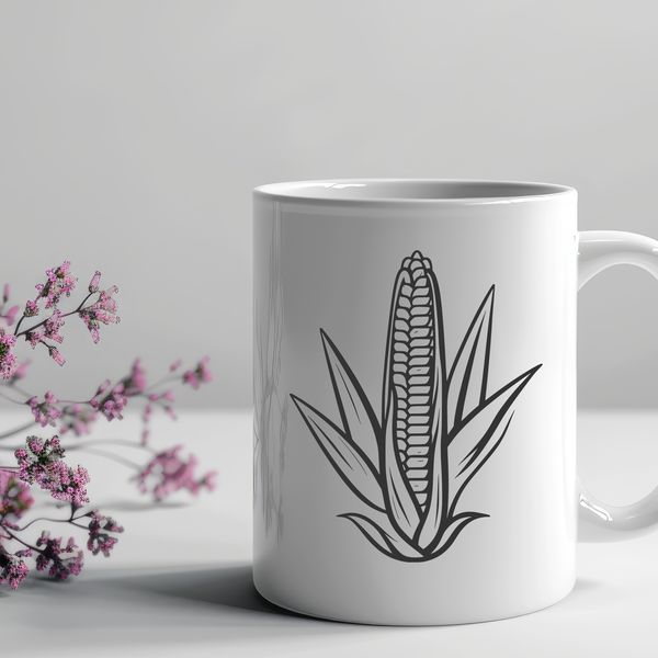Mature Corn Ear Graphic SVG A graphic representation of a mature ear of corn as a scalable SVG design.