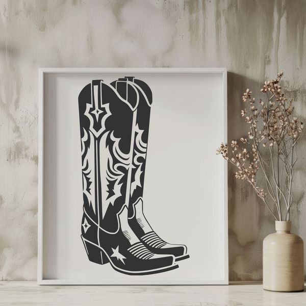 Intricate Stitching Boots Image A pair of traditional cowboy boots with intricate stitching and decorative details.