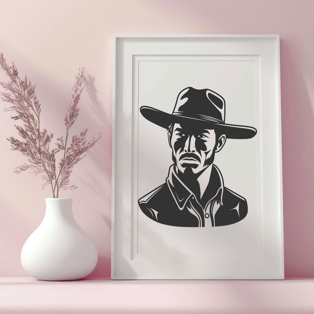 Western Vector Graphic Illustration Illustrated cowboy graphic designed as a vector image, suitable for digital cutouts.