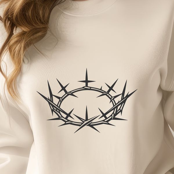 Beautiful SVG Symbolism A detailed vector illustration of the Crown of Thorns, symbolizing religious devotion.