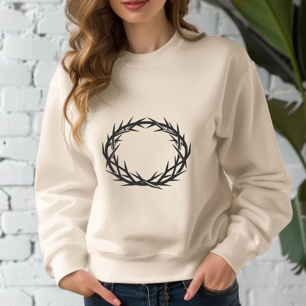 Intertwined Branches of Faith A crown of thorns made up of intertwined branches and sharp points, symbolizing religious significance.