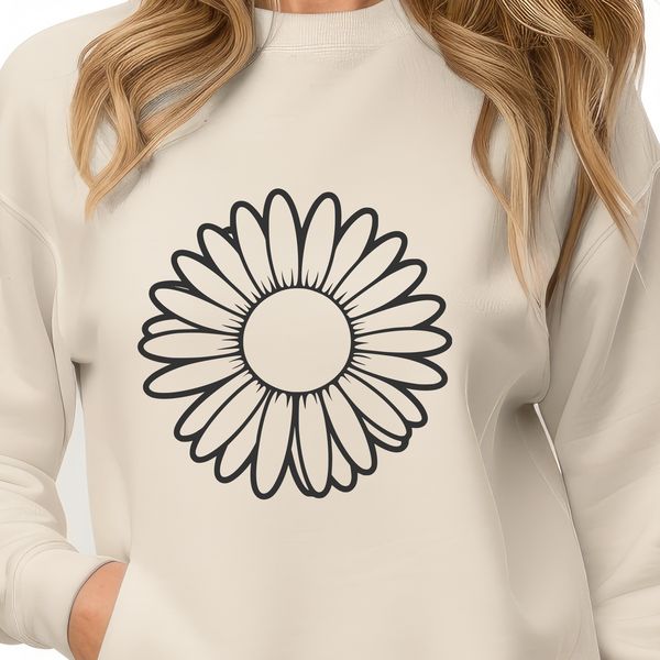 White Daisy Flower Illustration A digital illustration of a white daisy flower with yellow center, suitable for vector design and cutting machine stencils.