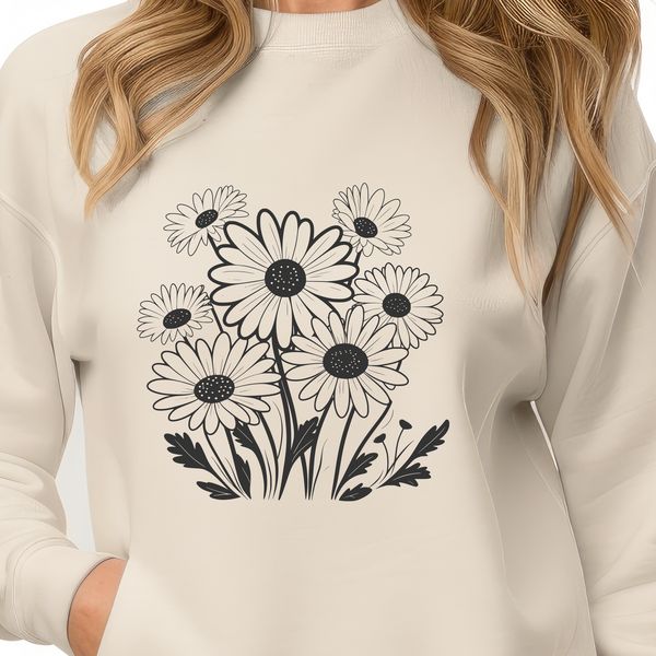 Whimsical Daisy Vector Illustration A digital daisy illustration in vector format, suitable for cutting machines and laser cutters.
