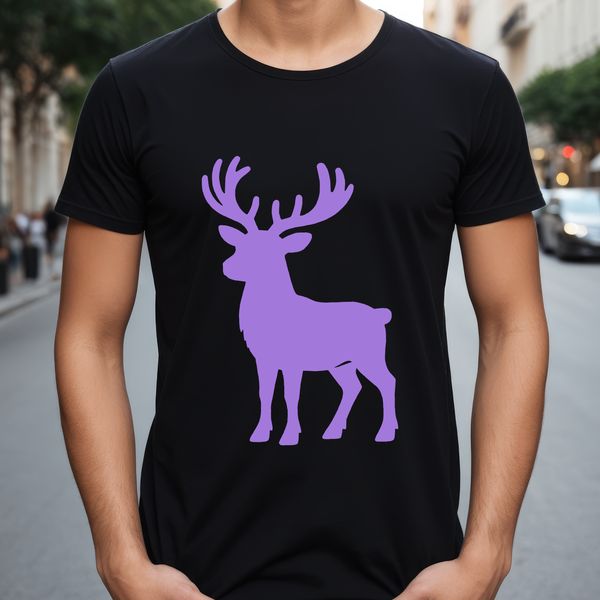 An illustration of a reindeer in a festive Christmas setting.