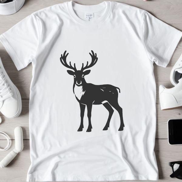 A free SVG download of a reindeer silhouette, ideal for cutting with a Cricut or laser cutter for pyrography or decal making.