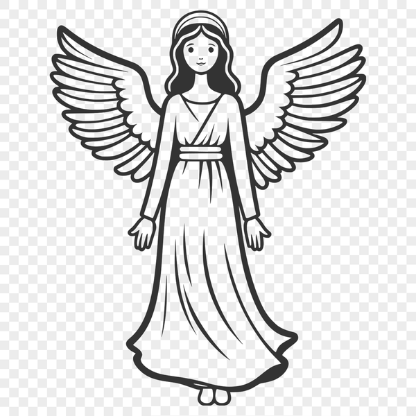 Stylized Angel SVG Graphic Design A stylized illustration of a traditional Angel figure in vector format.
