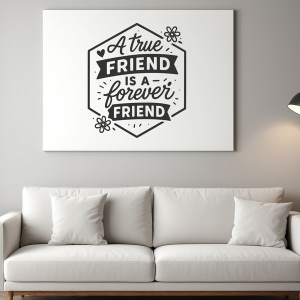 Vector graphic illustration of friendship quotes and phrases in a modern font style.