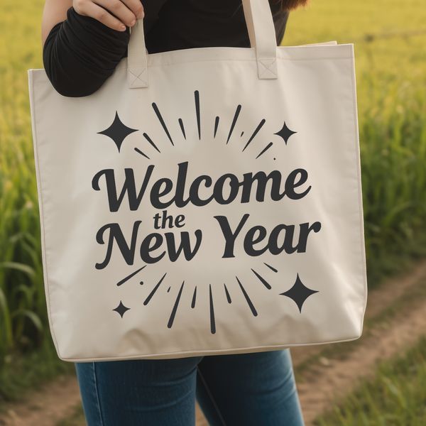 New Year's themed vector silhouette with quotes and decorative elements.