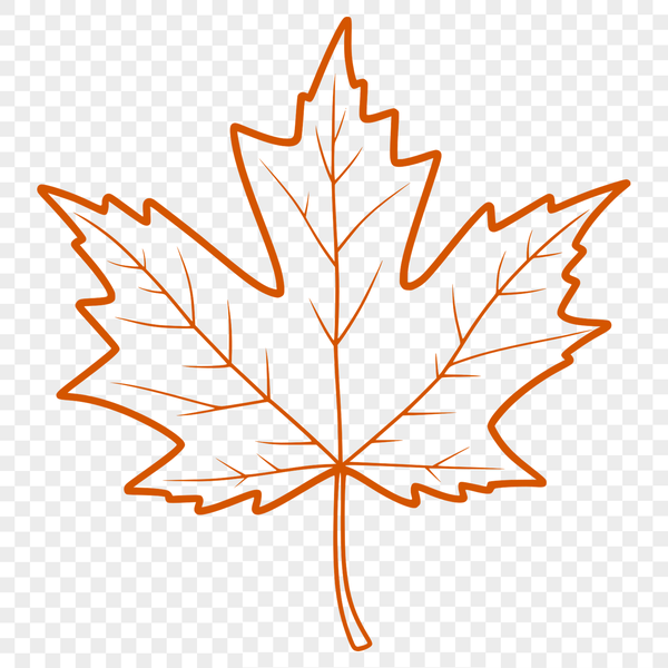 Stylized Leaf Vector Art Design A stylized illustration of a single maple leaf with detailed veins.