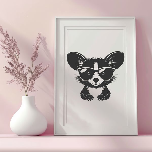 Possum in Shades An illustration of a possum wearing sunglasses, depicted in vector format.
