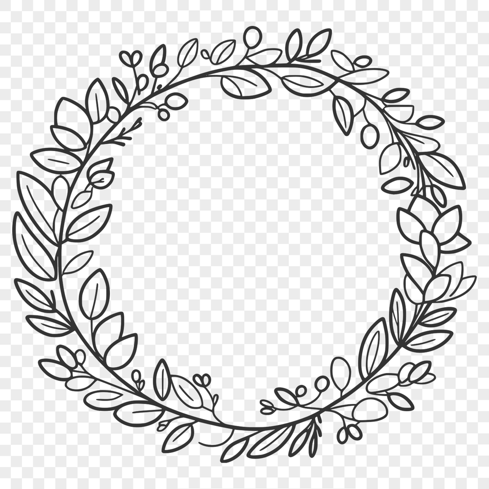 Floral Wreath SVG Template A floral wreath design made with vector shapes, suitable for cutting machines and laser cutters.