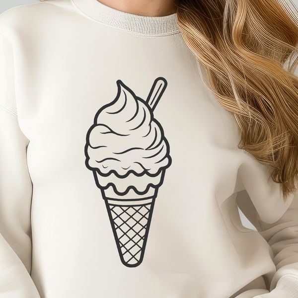 Colorful Ice Cream SVG Design A stylized illustration of an ice cream cone on a white background.