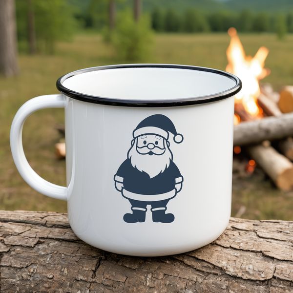 Vector illustration of Father Christmas in traditional red suit with white fur trim.