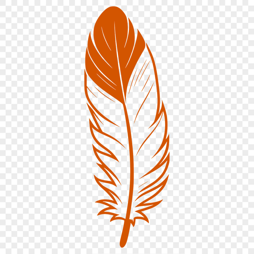 Clean Line Feather Icon An isolated vector graphic of a stylized feather with clean lines and shapes.