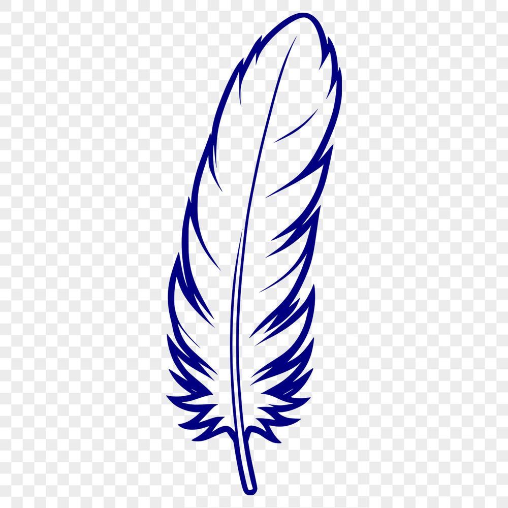 Single Feather Illustration in Vector Format A detailed illustration of a single feather in vector format, suitable for digital editing and printing.