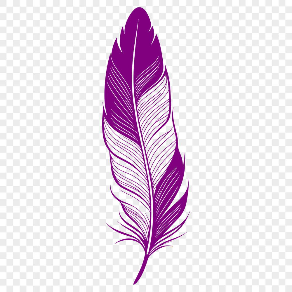 Elegant Feather Design A single feather with smooth lines and defined shape, suitable for digital cutting or vector design projects.