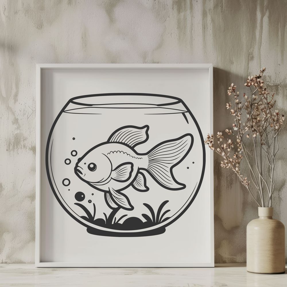 Friendly Aquarium Companion A small fish in a bowl, often kept as a pet.