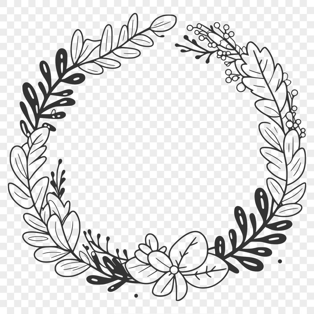 Beautiful SVG Wreath Decoration A decorative floral wreath design made from interconnected elements.