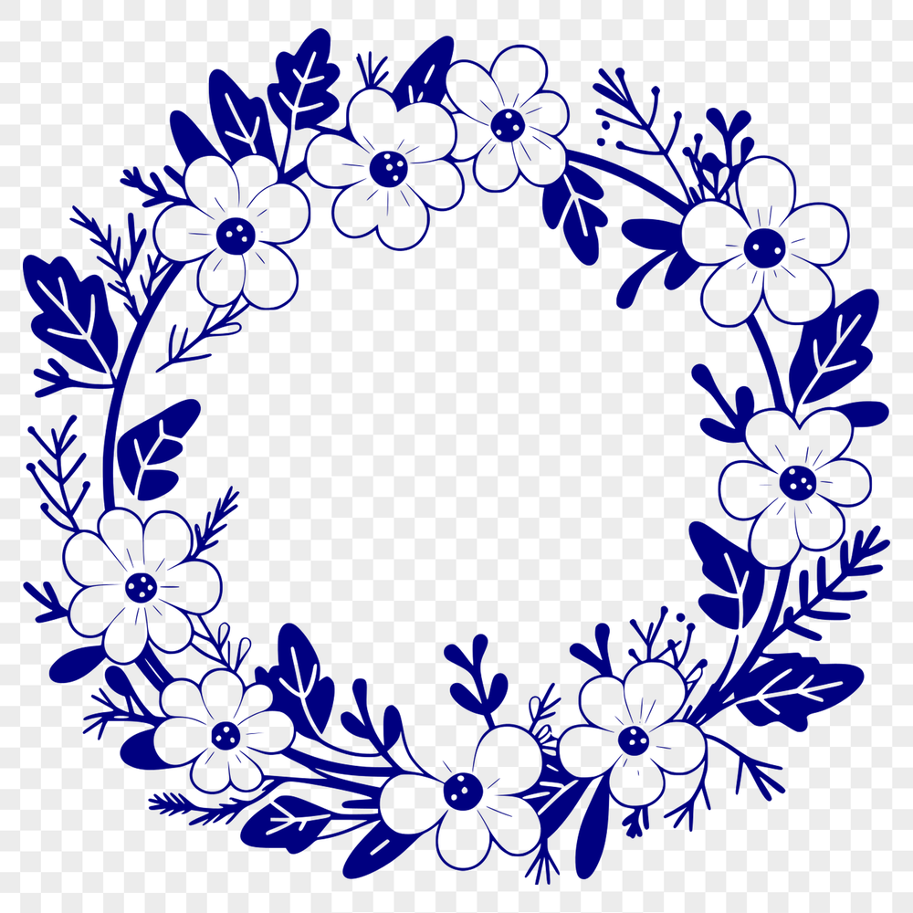 Interlocking Floral Wreath Design A floral wreath design made from interlocking shapes, ideal for vector art projects.