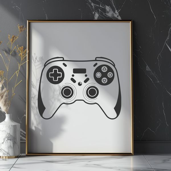 Modern Video Game Controller Design A detailed illustration of a video game controller with buttons and joysticks.