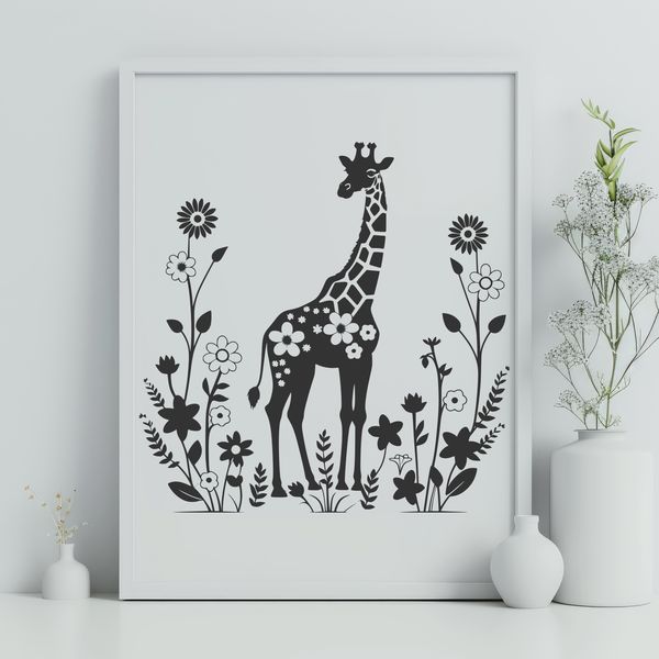 Tall Safari Animal A tall, spotted giraffe standing in a grassland habitat.