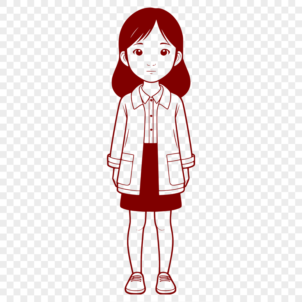 Cute Digital Girl Design in Scalable Format A digital drawing of a female child designed in a scalable format suitable for various applications.